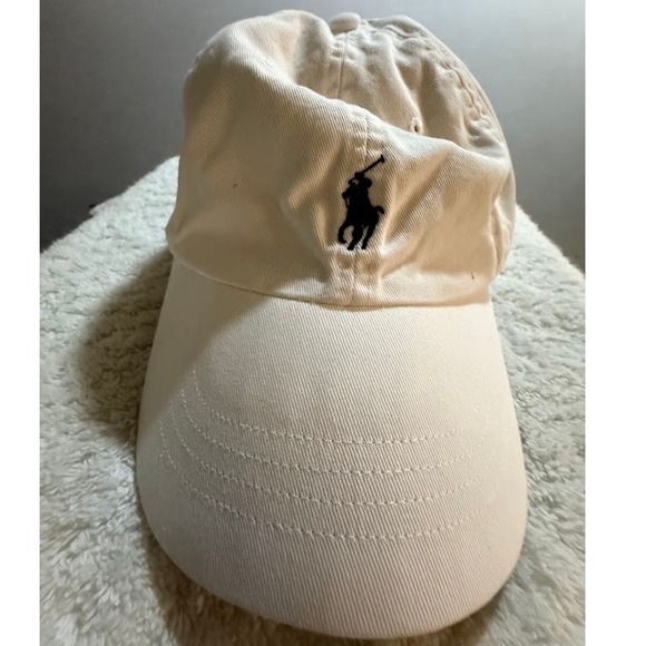 Polo Ralph Lauren Hat Cap Baseball White With Black Logo Adjustable Strapback - Picture 1 of 5
